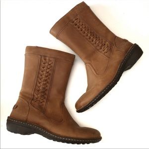 UGG Kaleen Chestnut Leather Braided Zip Boots